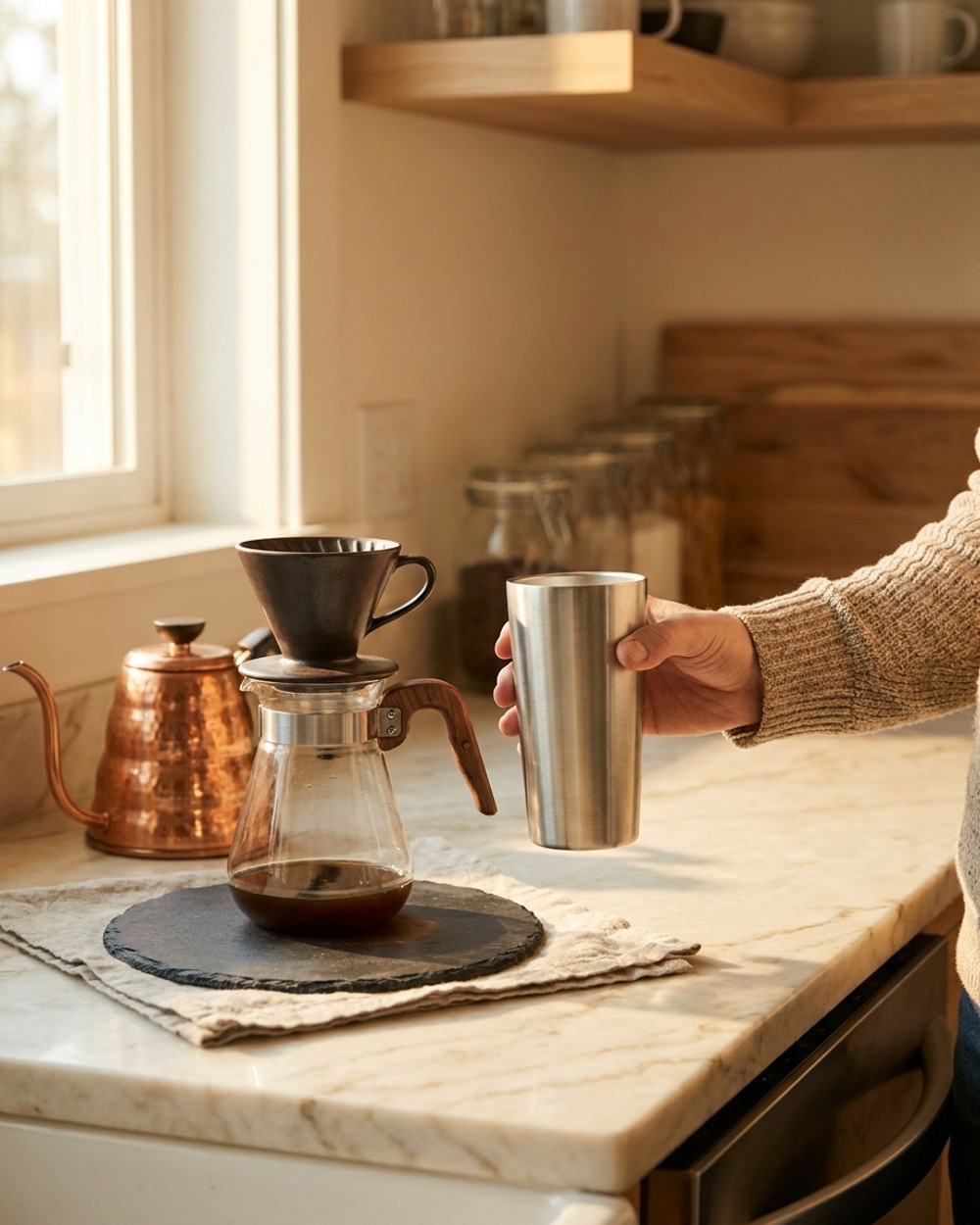 Morning coffee ritual